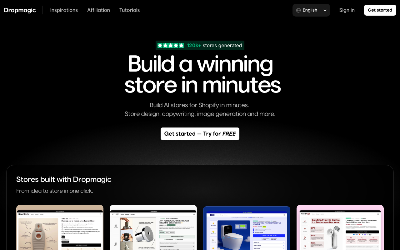 Dropmagic AI store builder for Shopify