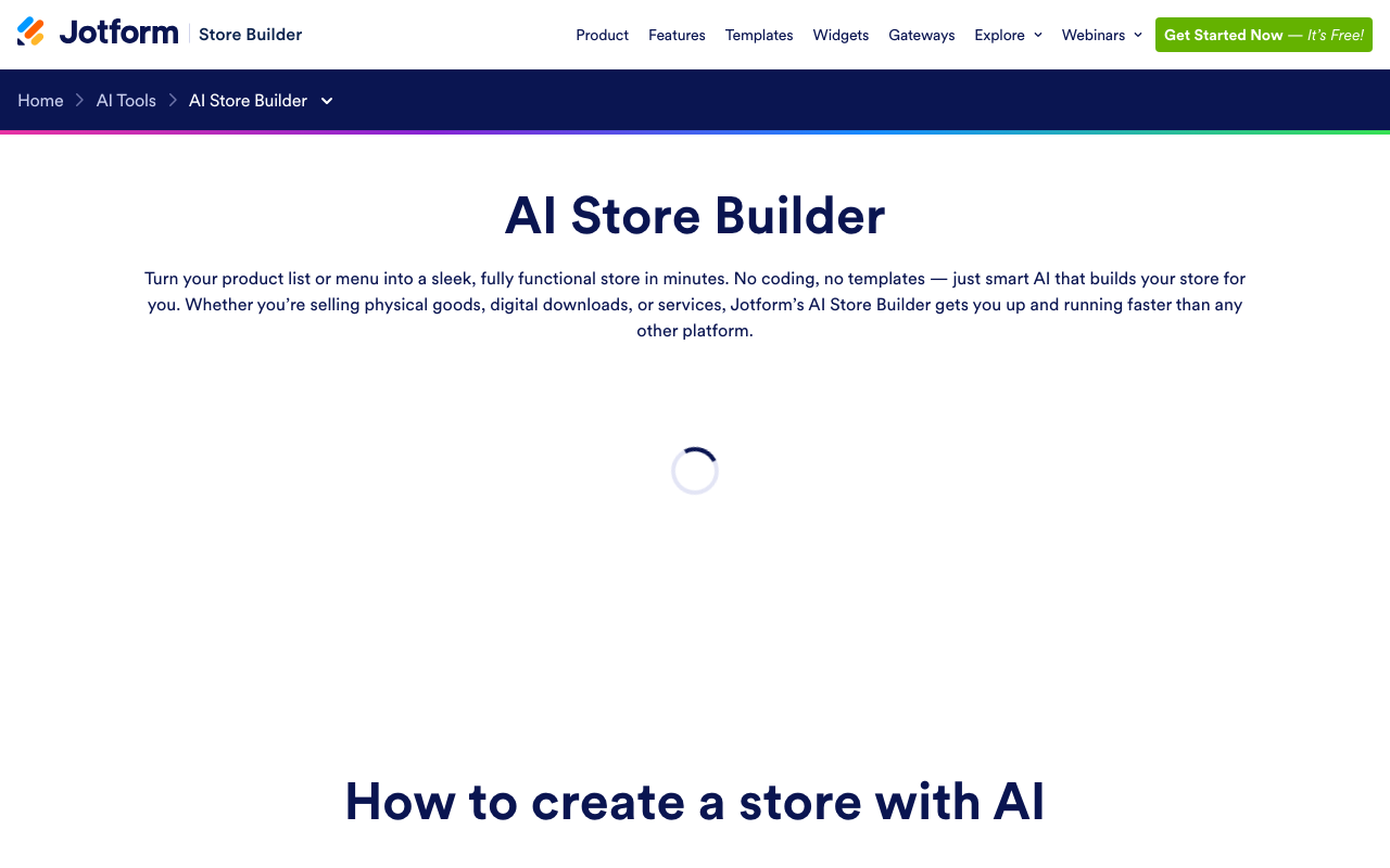 Jotform AI Store Builder