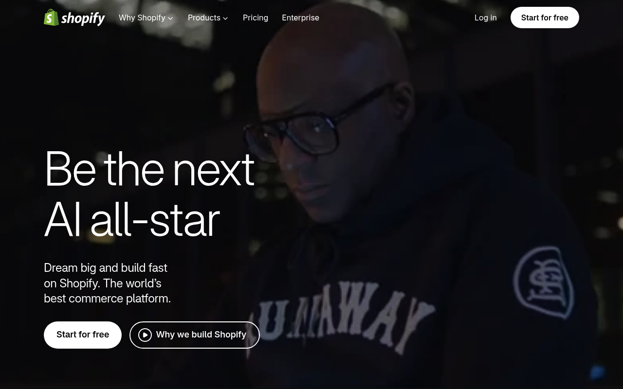 Shopify's homepage