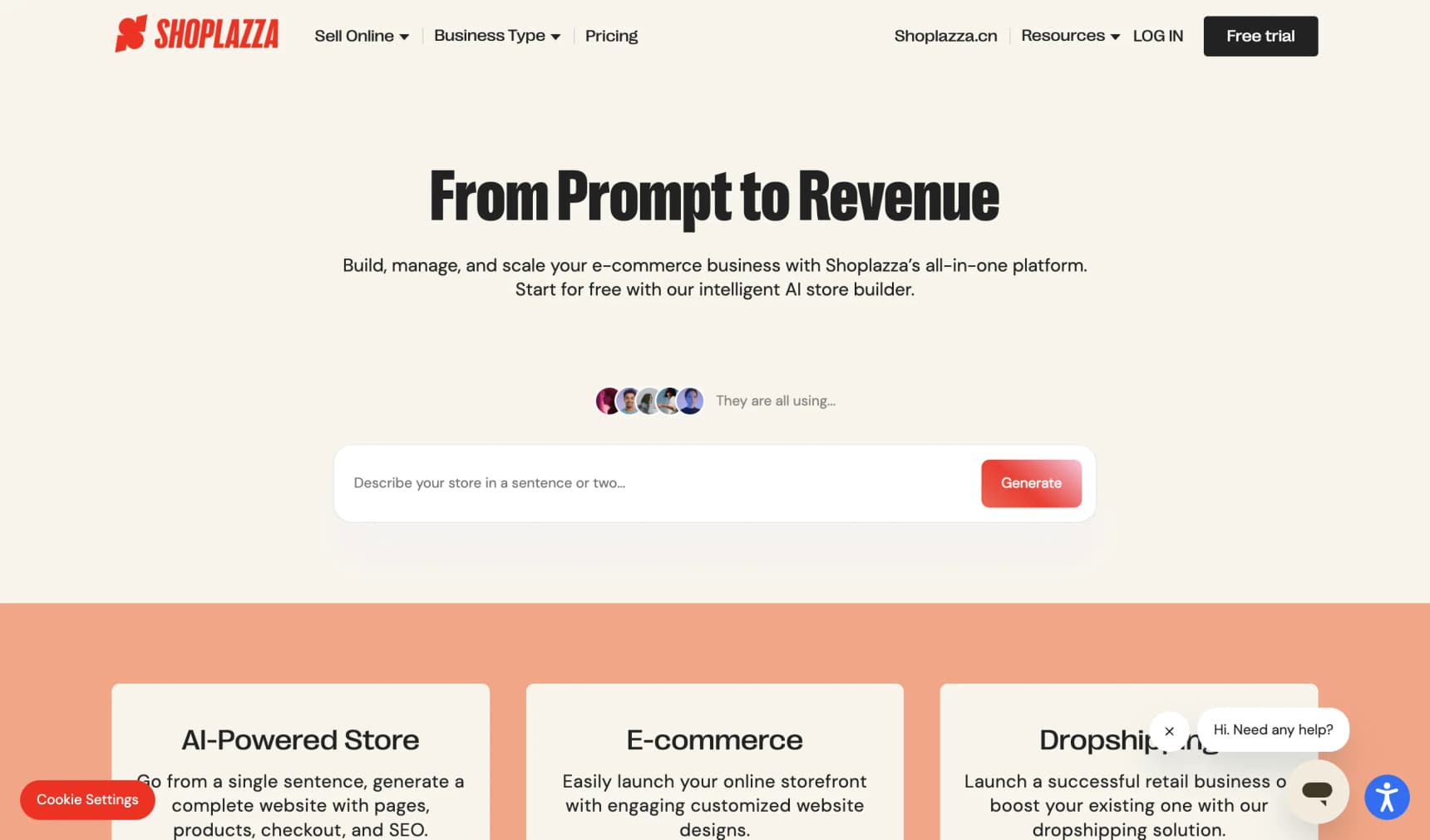 Shoplazza homepage