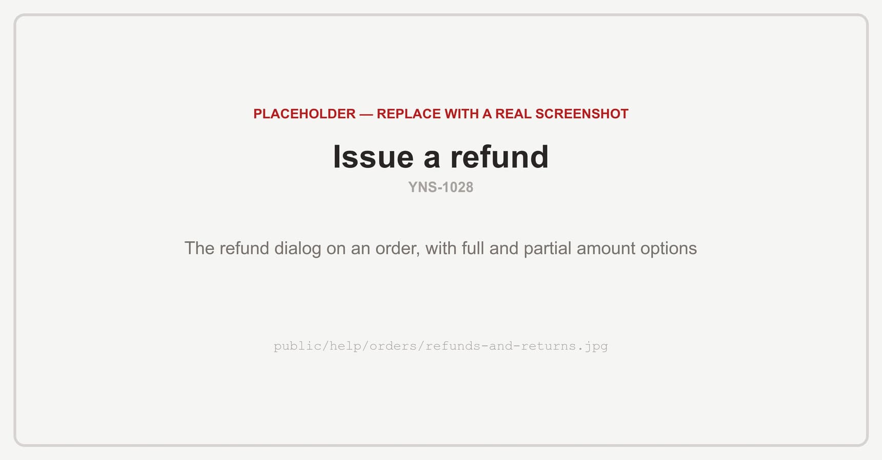 The refund dialog on an order, with the option to refund the full amount or enter a partial amount