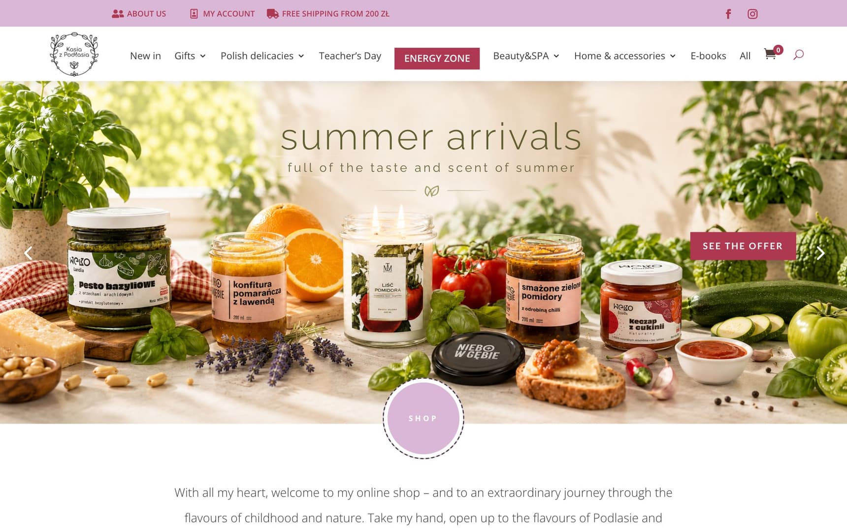 The current kasiazpodlasia.pl store on WooCommerce