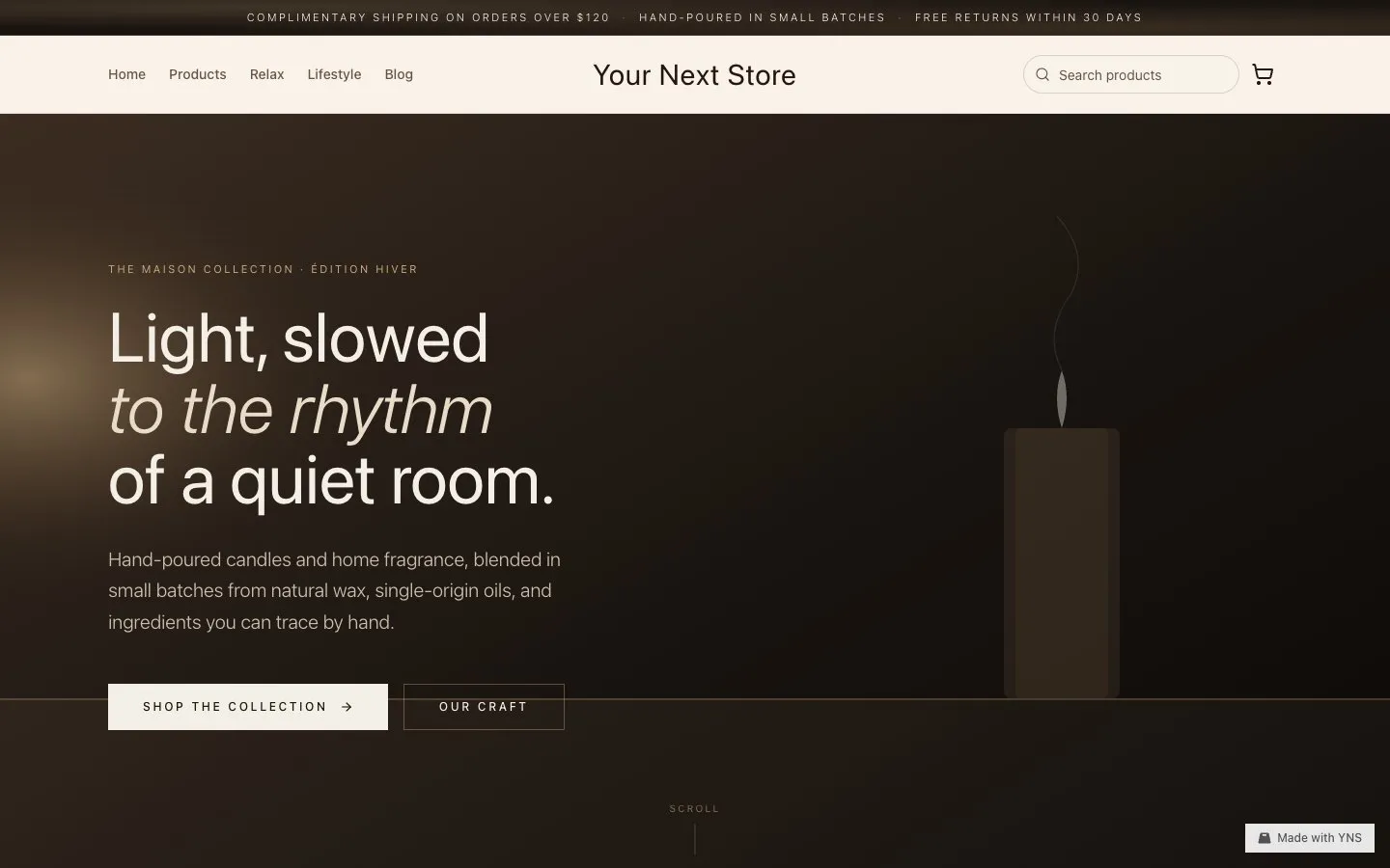 Maison store template, home page