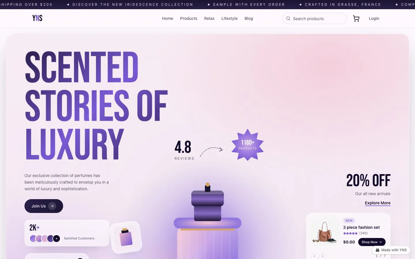 Rosé store template, home page