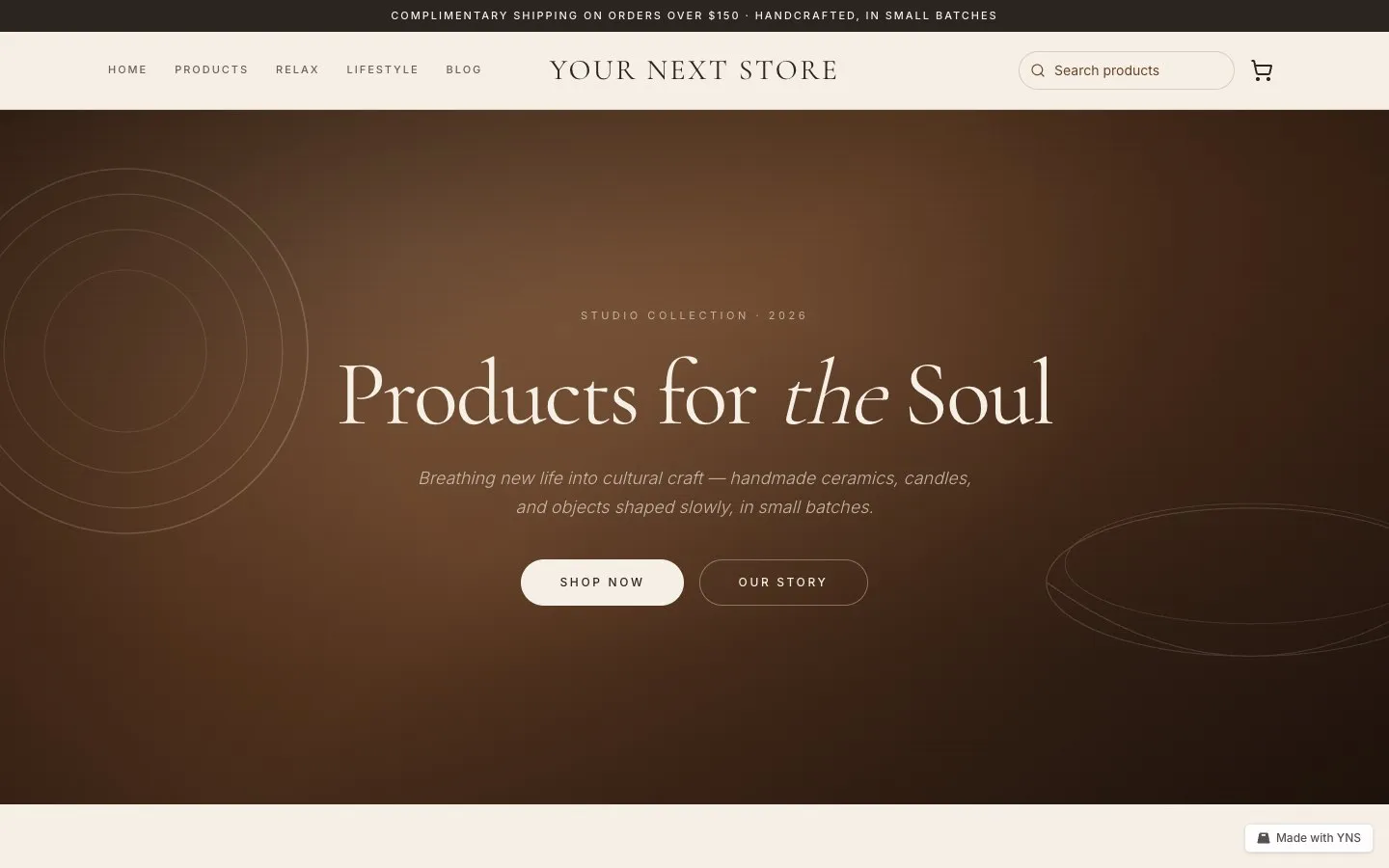 Espresso store template, home page