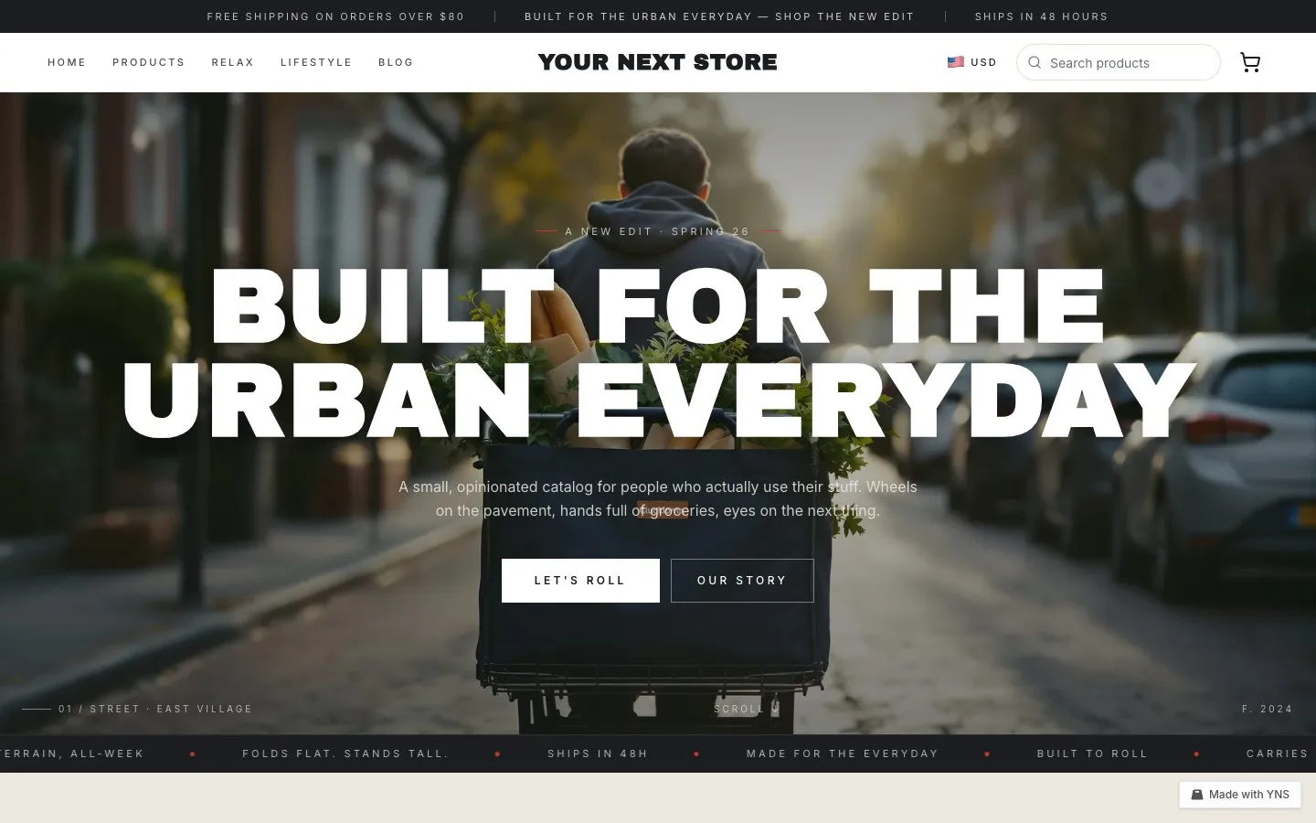 Brick store template, home page