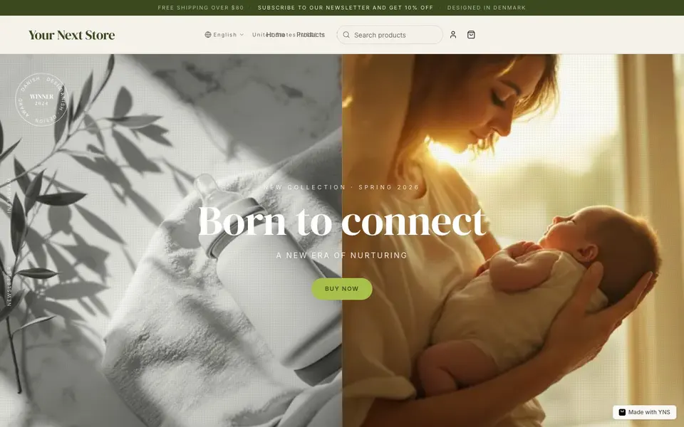 Cradle store template, home page