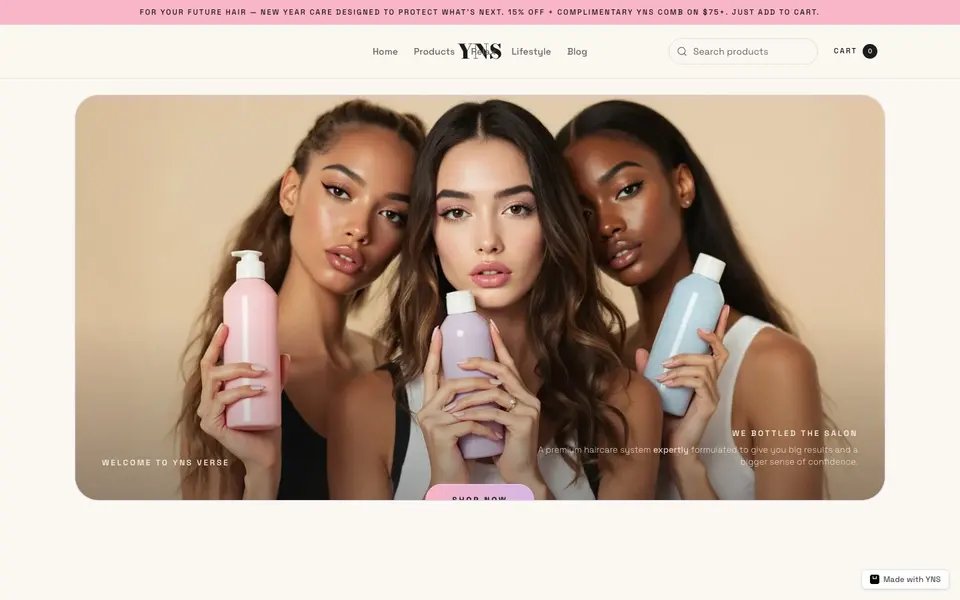 Salon store template, home page