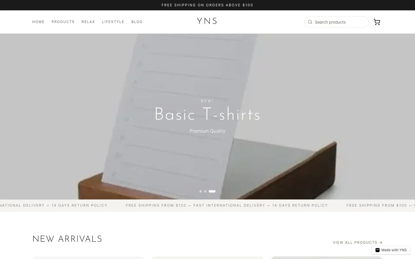 Blanc store template, home page