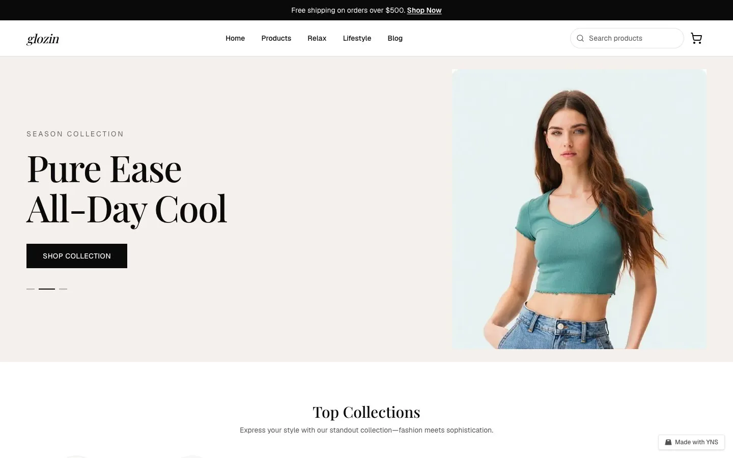 Capsule store template, home page