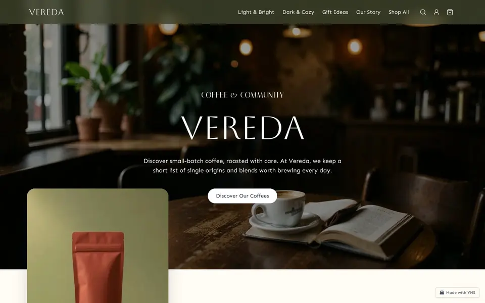 Vereda store template, home page