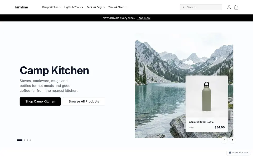 Tamline store template, home page