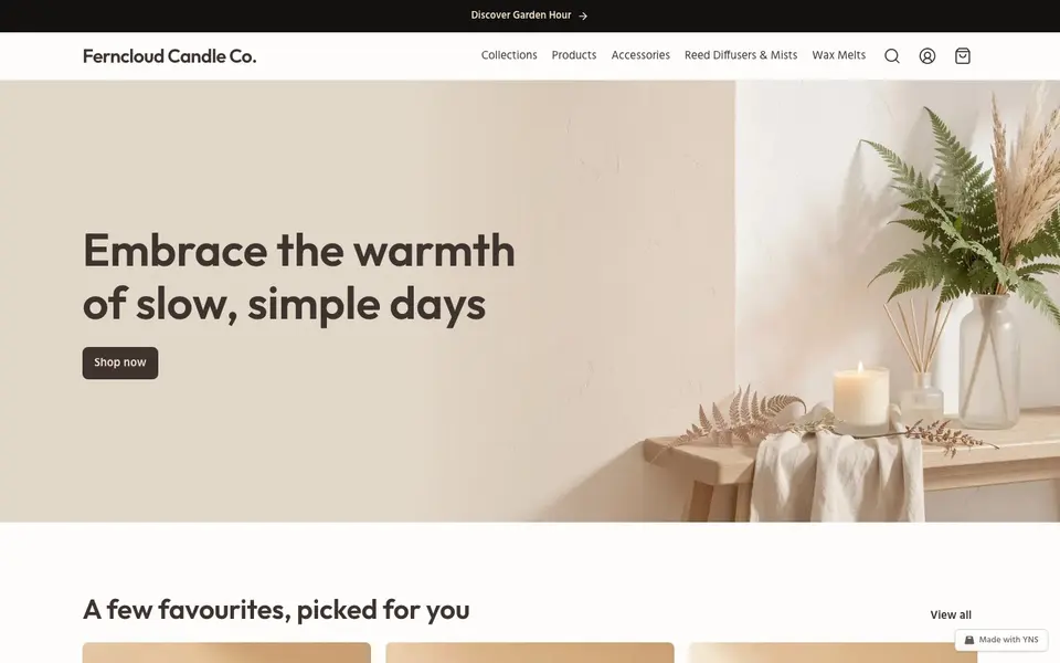 Ferncloud store template, home page