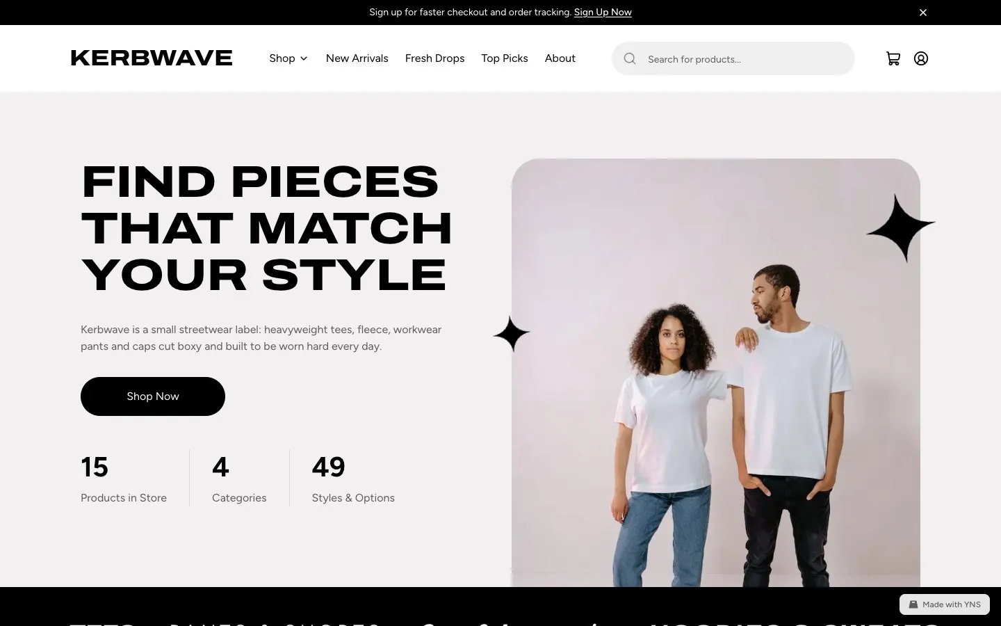 Kerbwave store template, home page