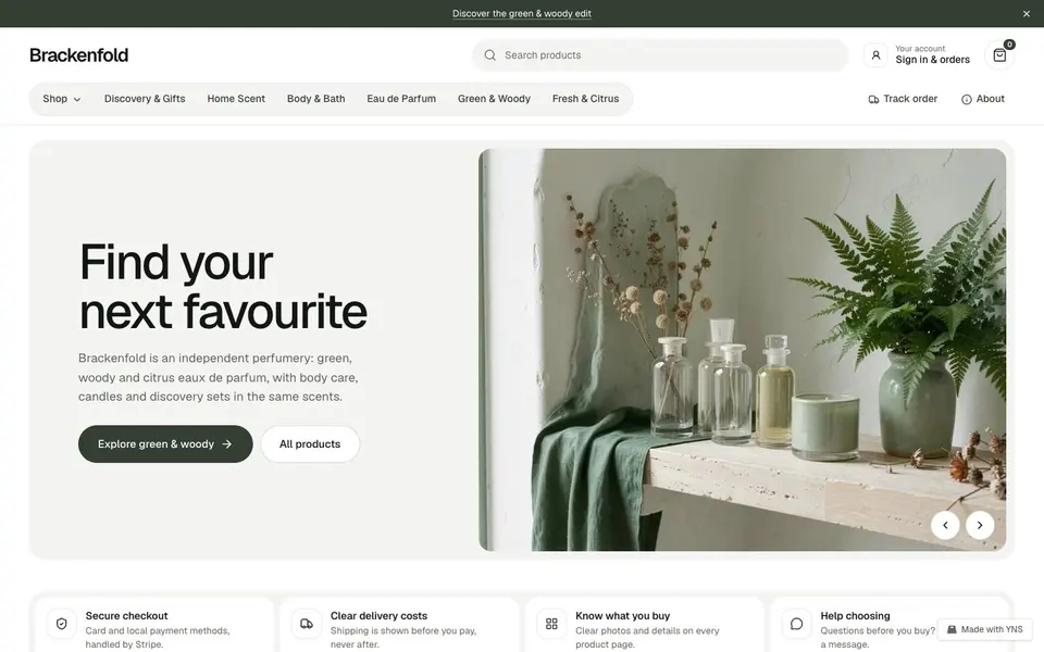 Brackenfold store template, home page