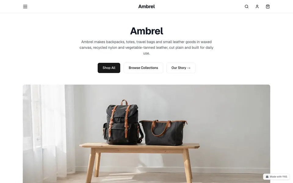 Ambrel store template, home page