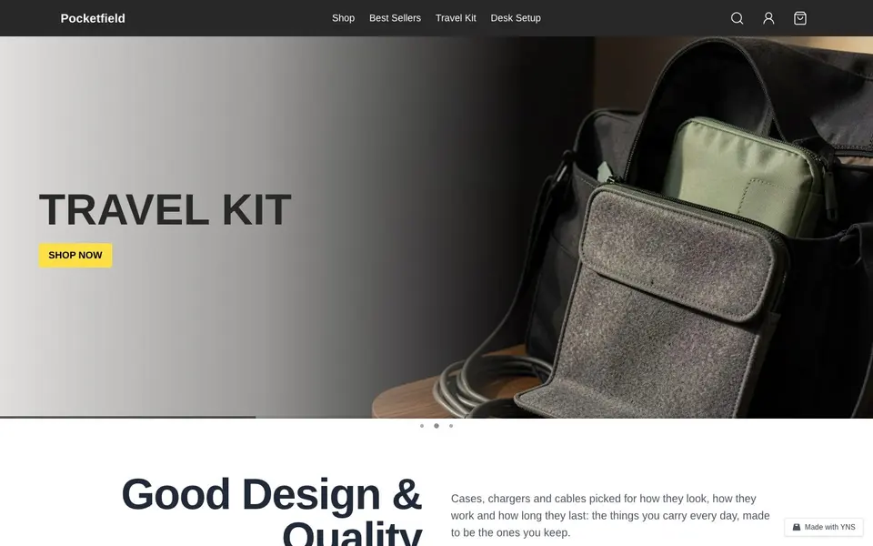 Pocketfield store template, home page