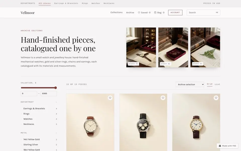 Vellmoor store template, home page