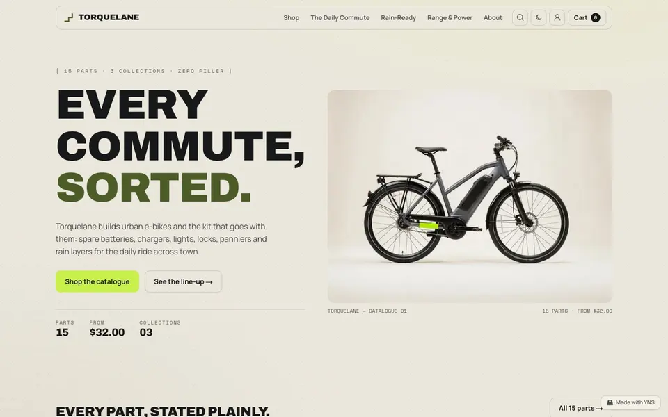 Torquelane store template, home page
