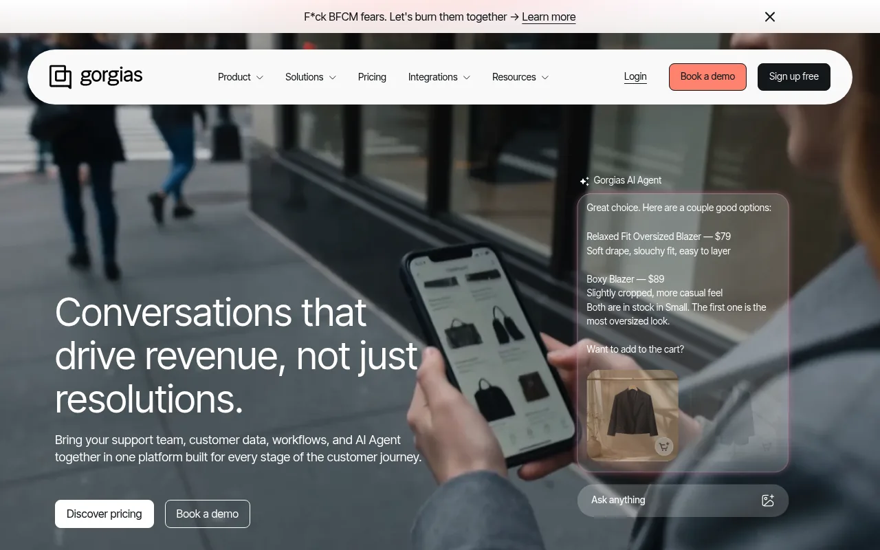 Gorgias AI customer service platform for ecommerce support tickets