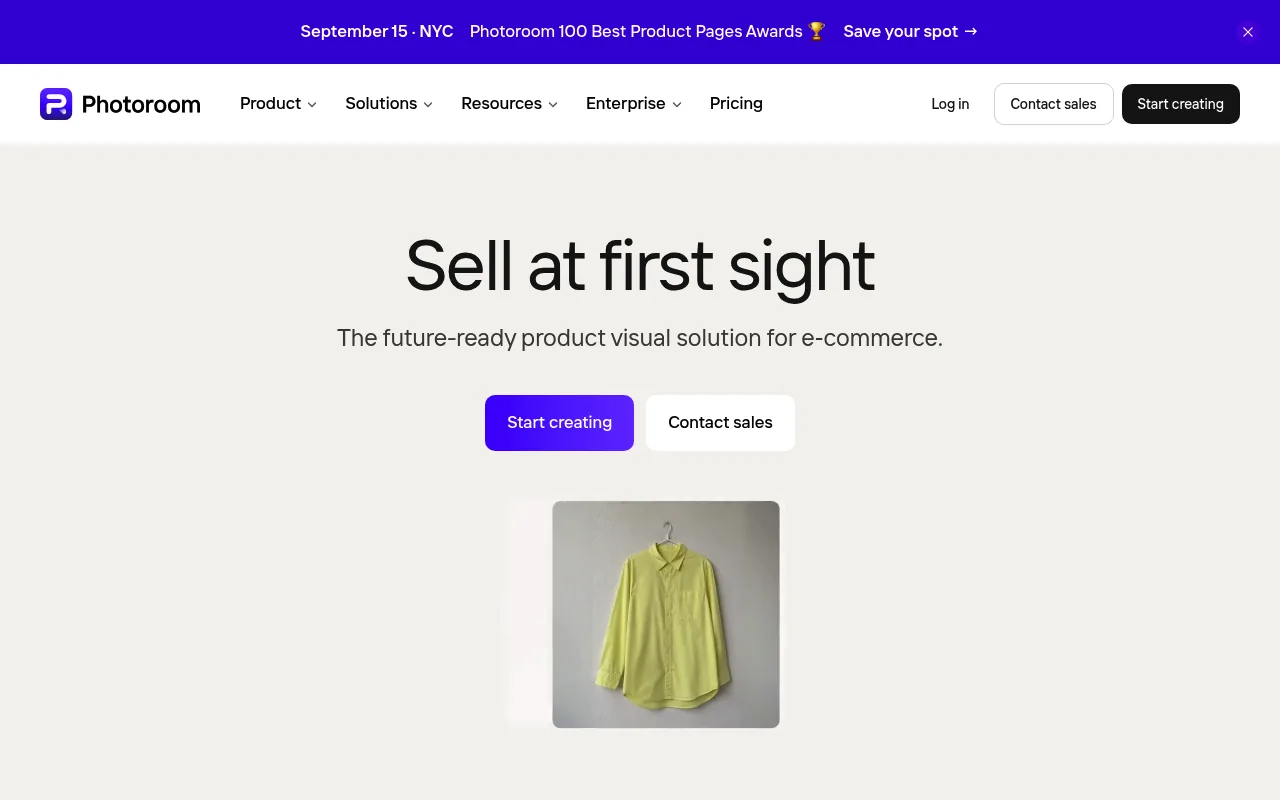 Photoroom's AI background removal and product photography tools for online sellers