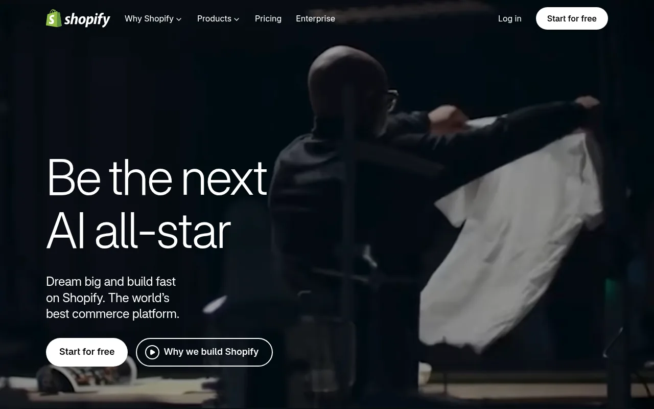 The Shopify homepage