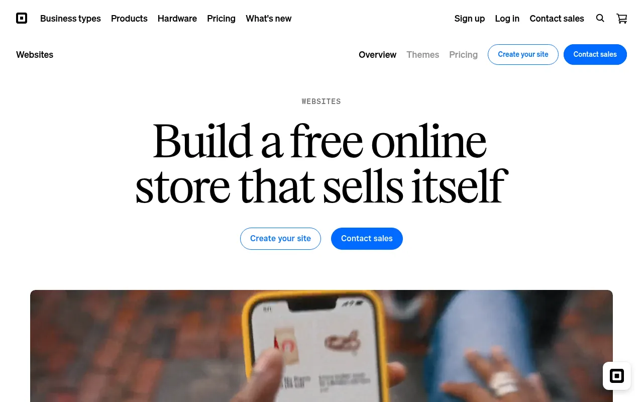 The Square Online website builder page