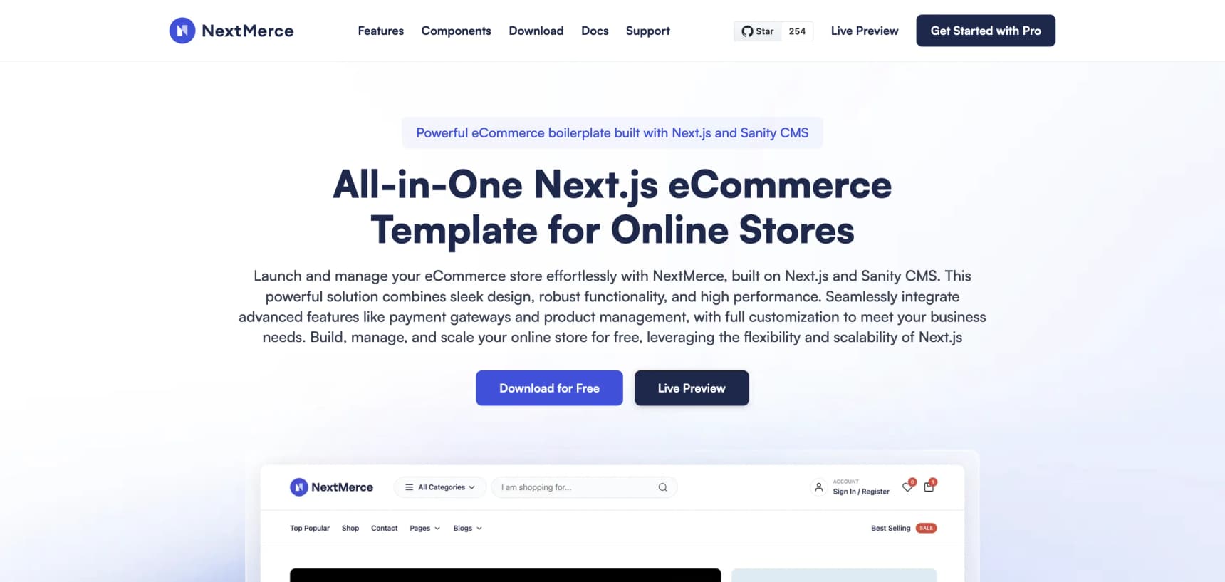 NextMerce homepage