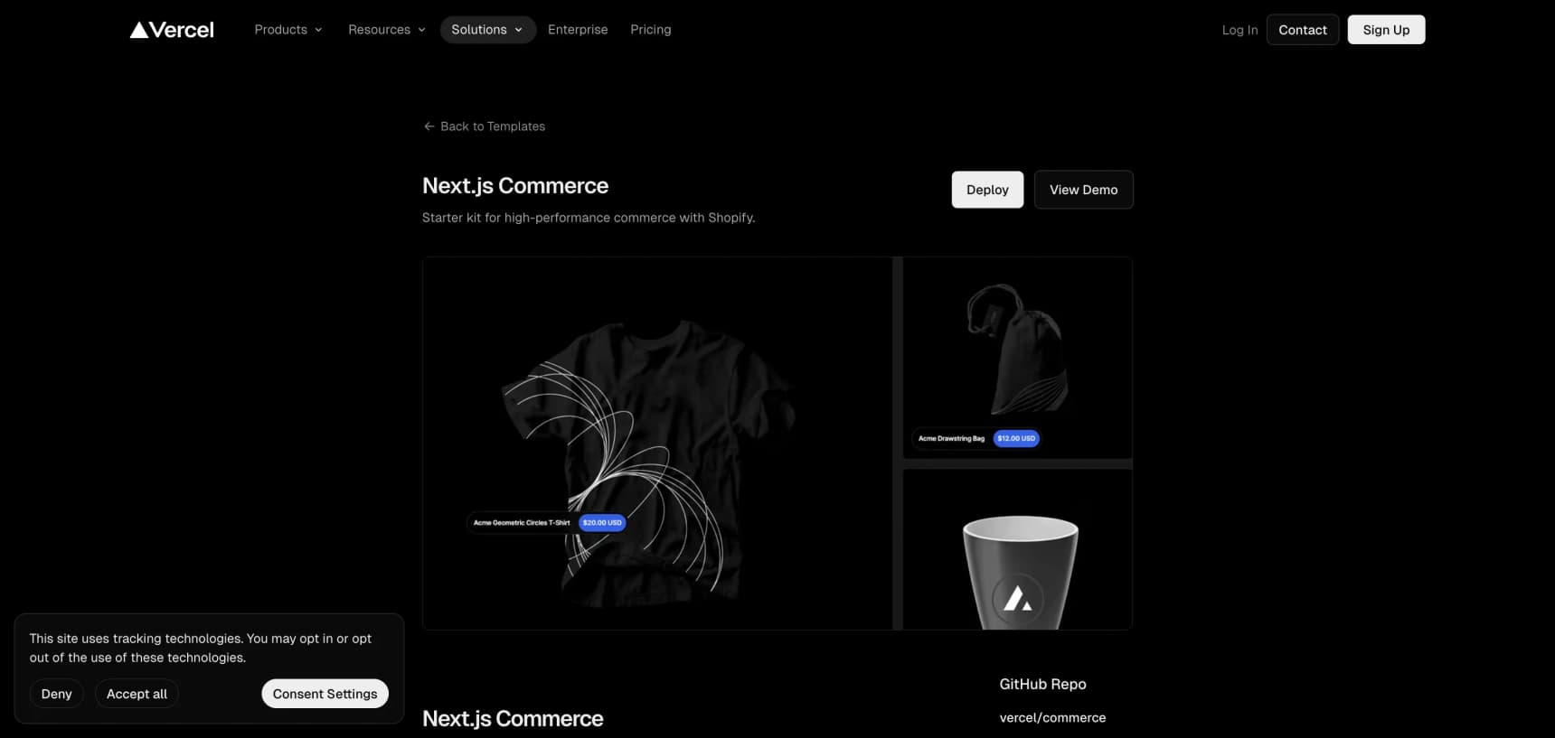 Vercel Next.js Commerce template