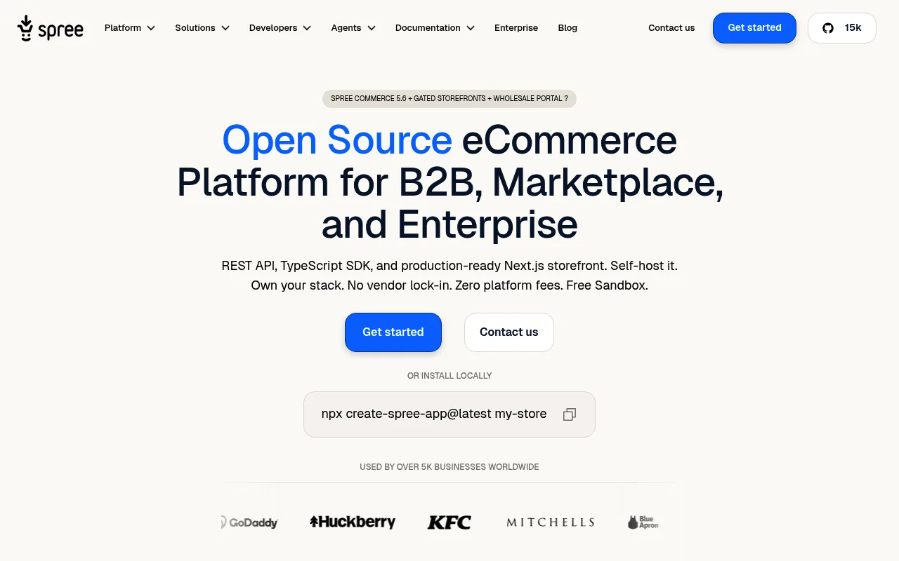 Spree Commerce homepage