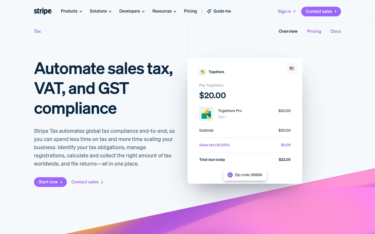 Stripe Tax, one option for automating sales tax, VAT and GST at checkout
