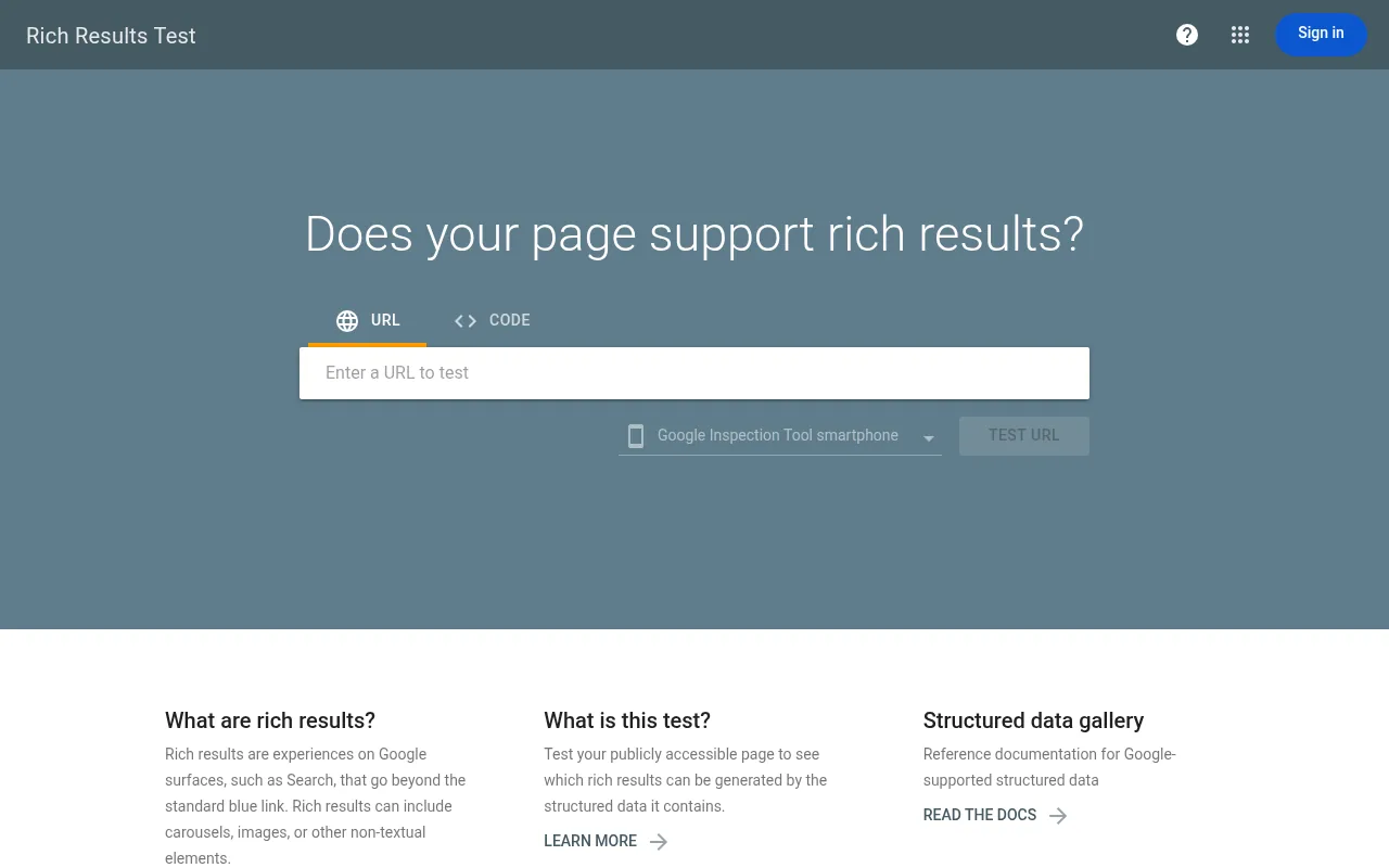 Google's Rich Results Test, for validating Product structured data on a live page