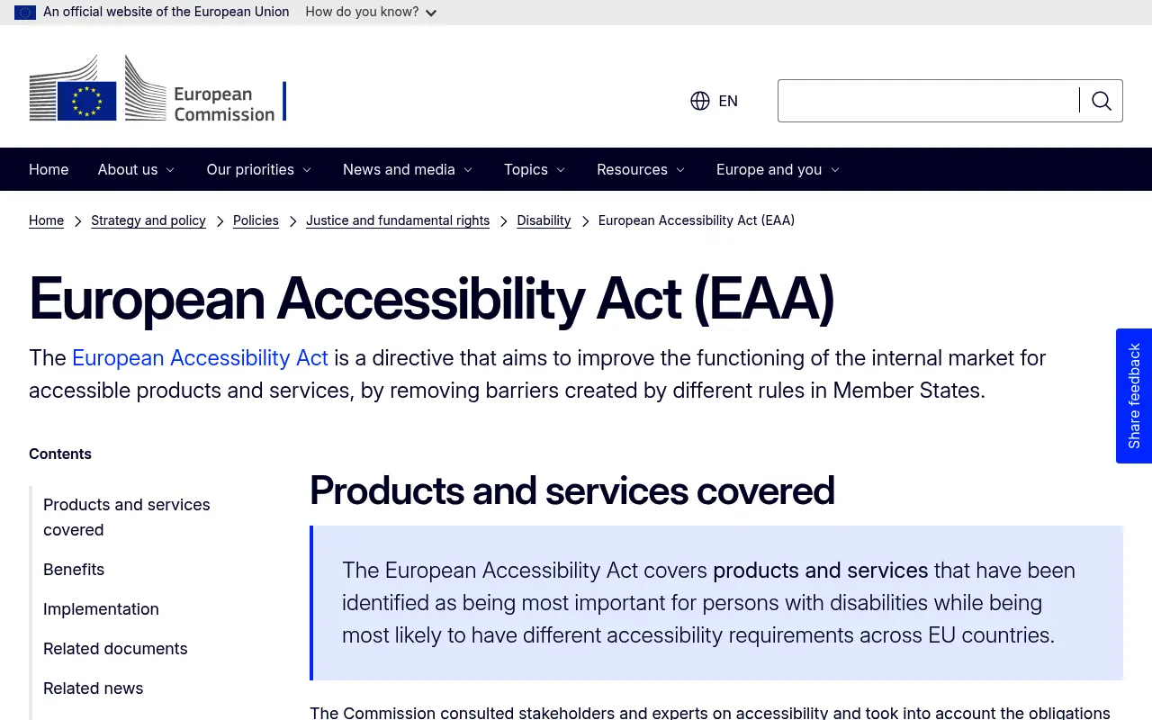 The European Commission's European Accessibility Act page
