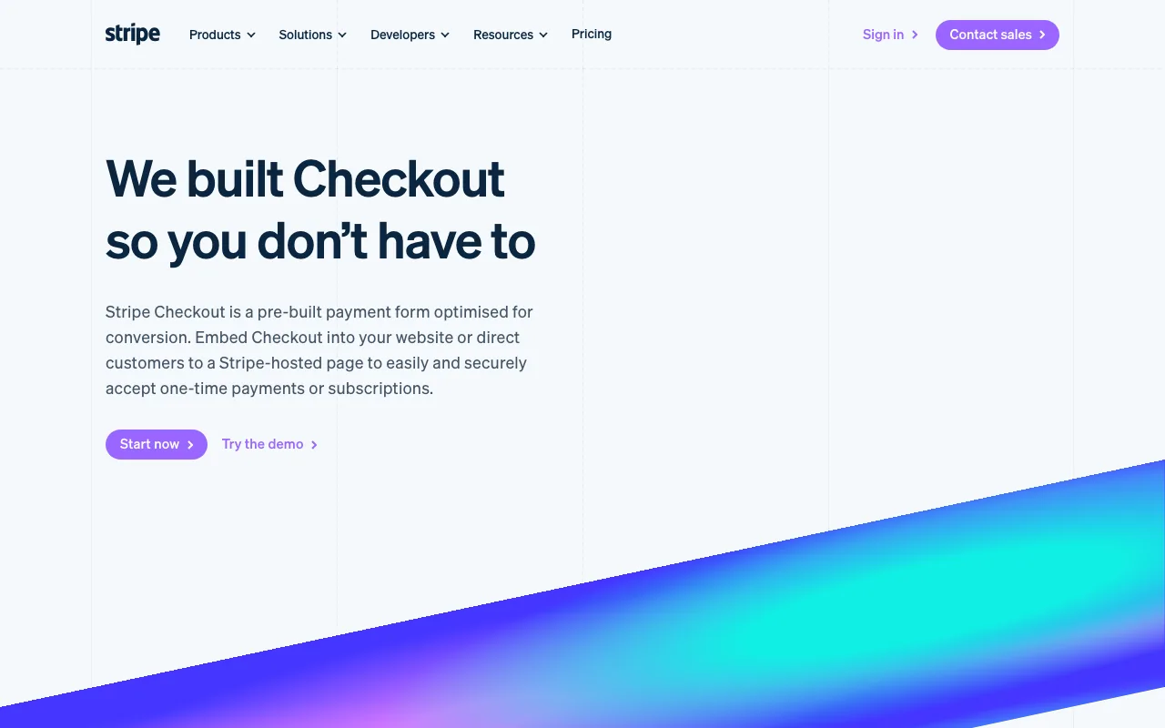 Stripe Checkout product page