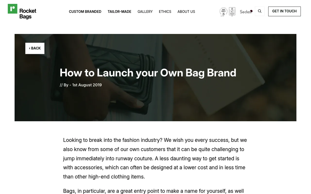Rocket Bags' guide to launching your own bag brand, written from a bag manufacturer's perspective