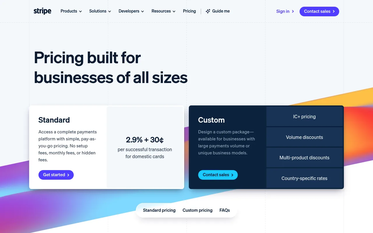 Stripe's pricing page