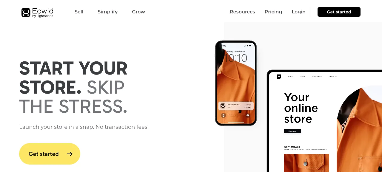 Ecwid homepage