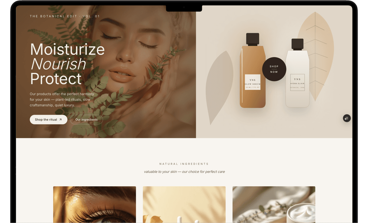 Storefront template preview in a laptop frame