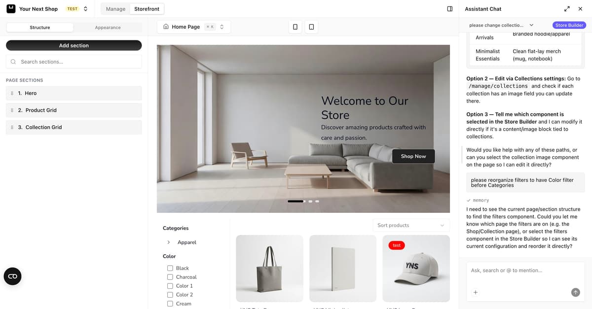 Store Builder product preview