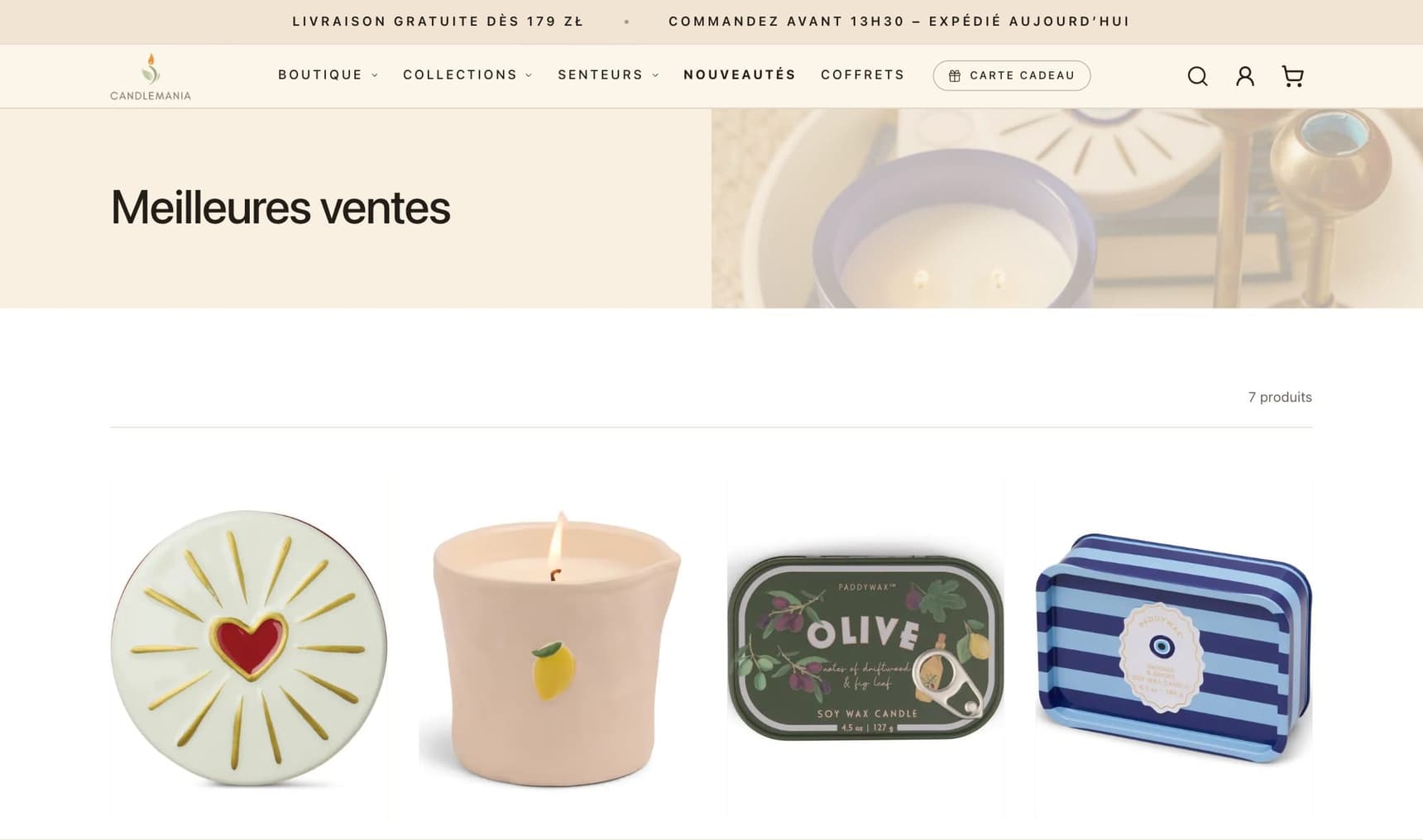 La boutique Candlemania sur ordinateur : Bestsellers