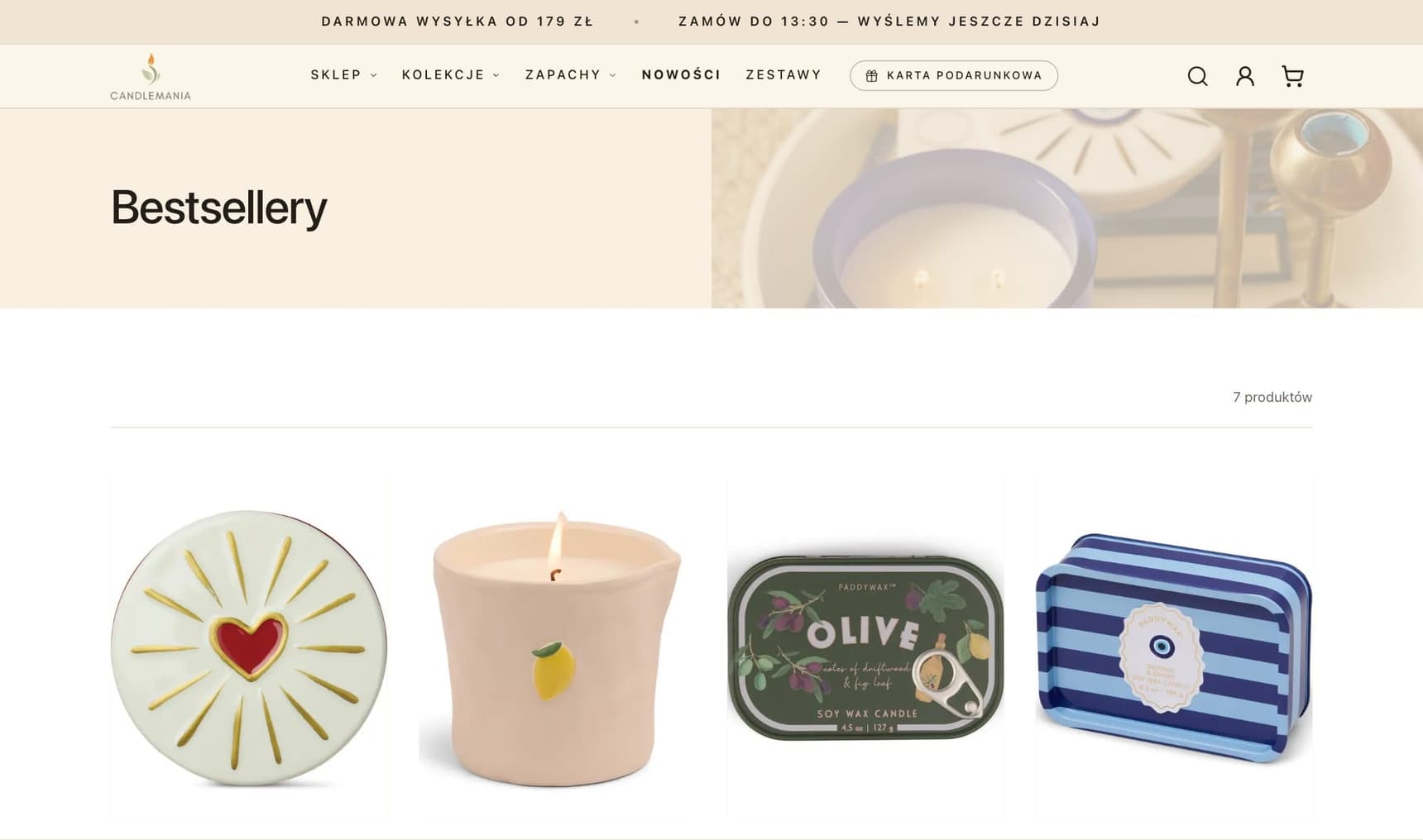 Sklep Candlemania na komputerze: Bestsellery