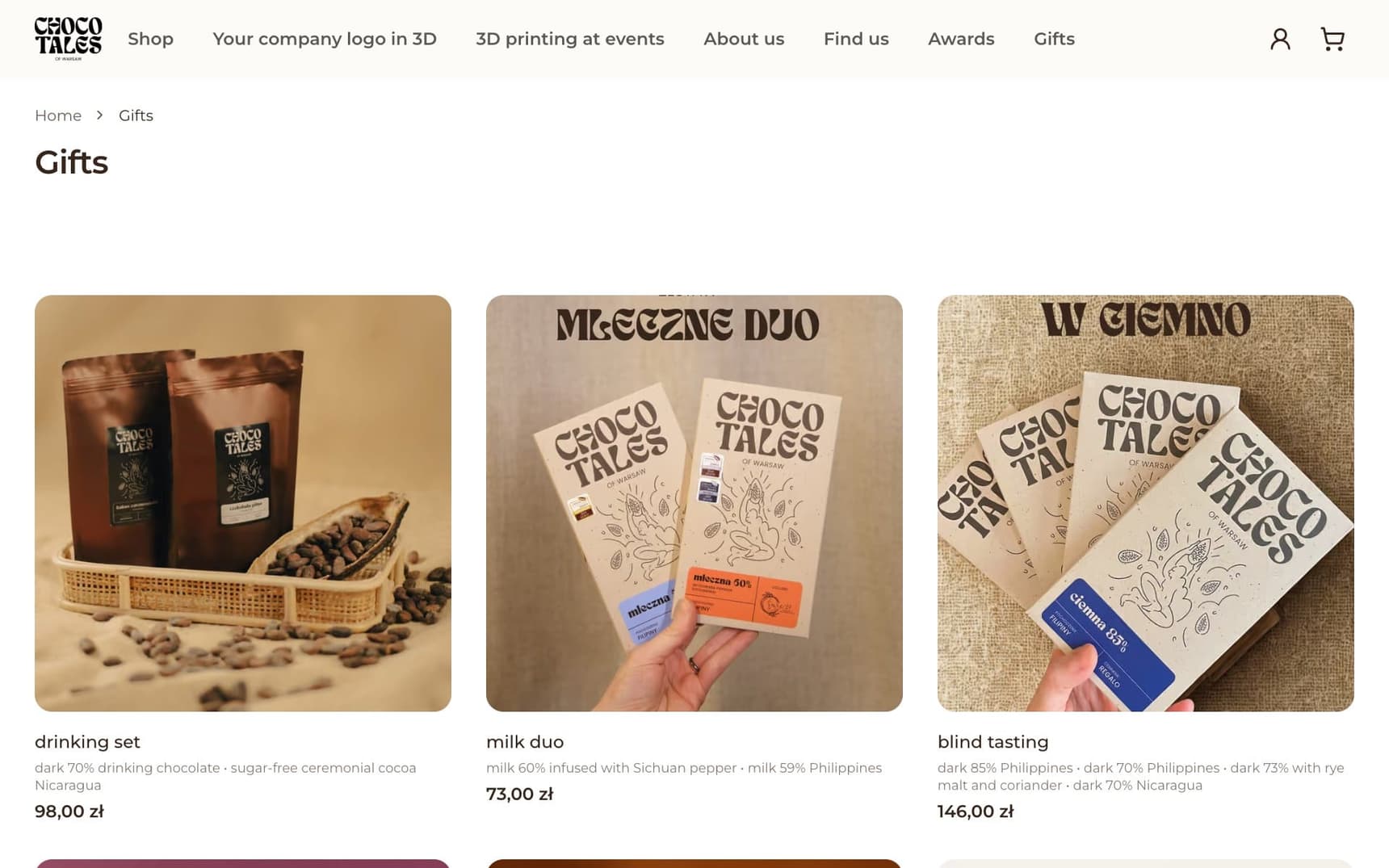The chocoTales gift page