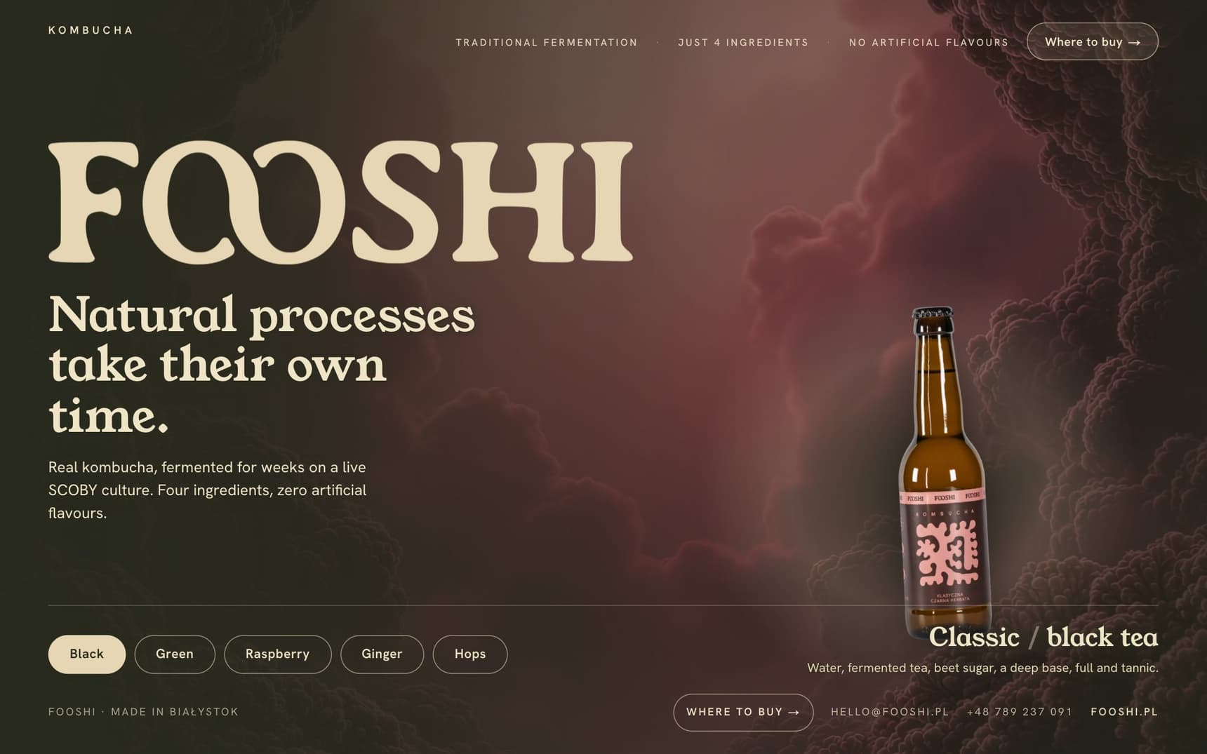 The current fooshi.pl landing page