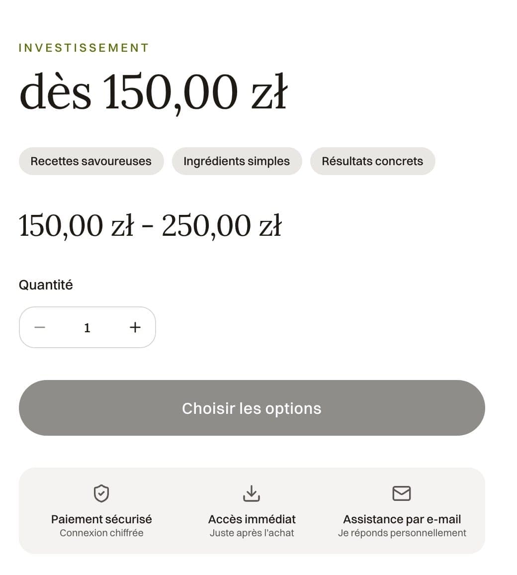 Une page d’offre avec les durées au choix