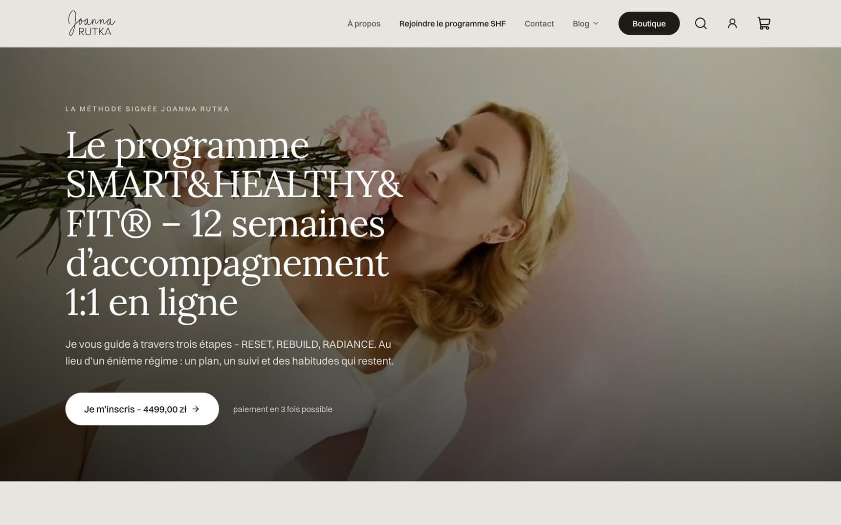 La page du programme SMART&HEALTHY&FIT® sur ordinateur