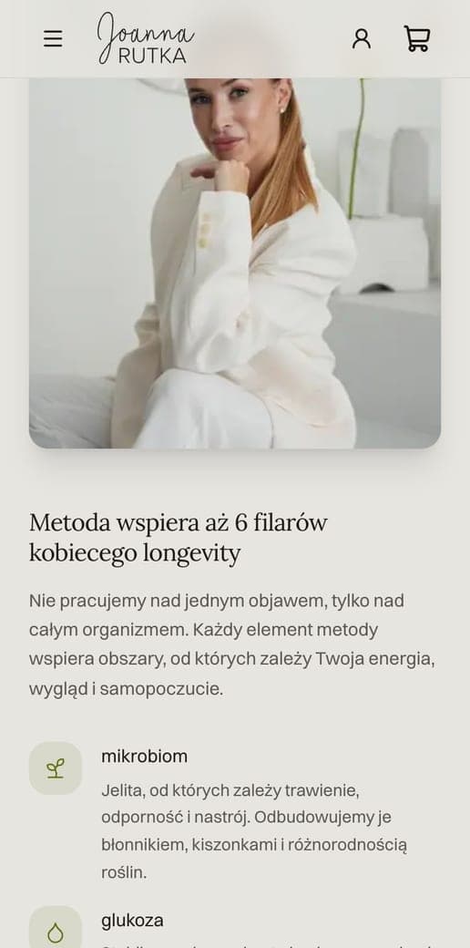 Fragment strony programu na telefonie