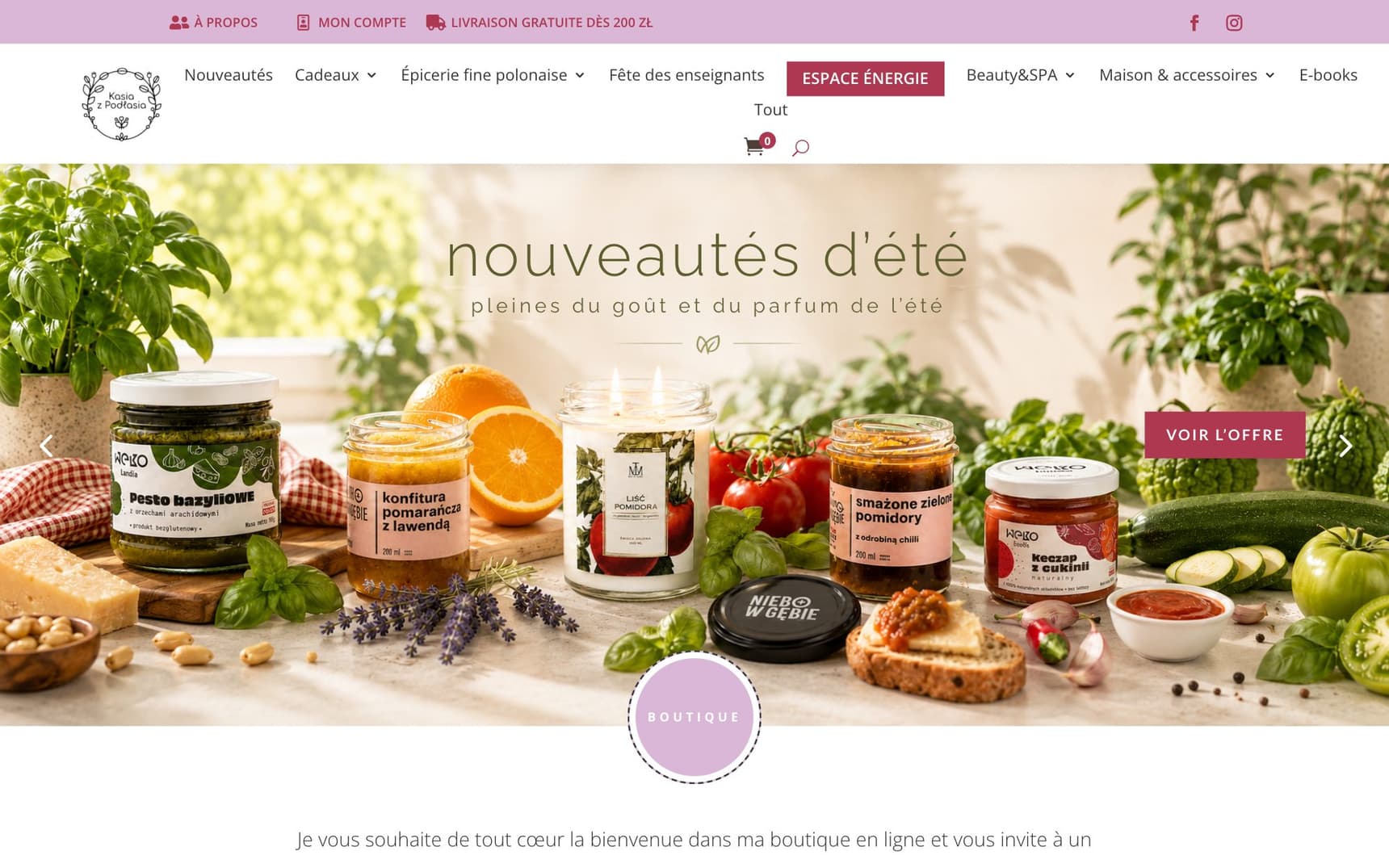 La boutique kasiazpodlasia.pl actuelle sous WooCommerce