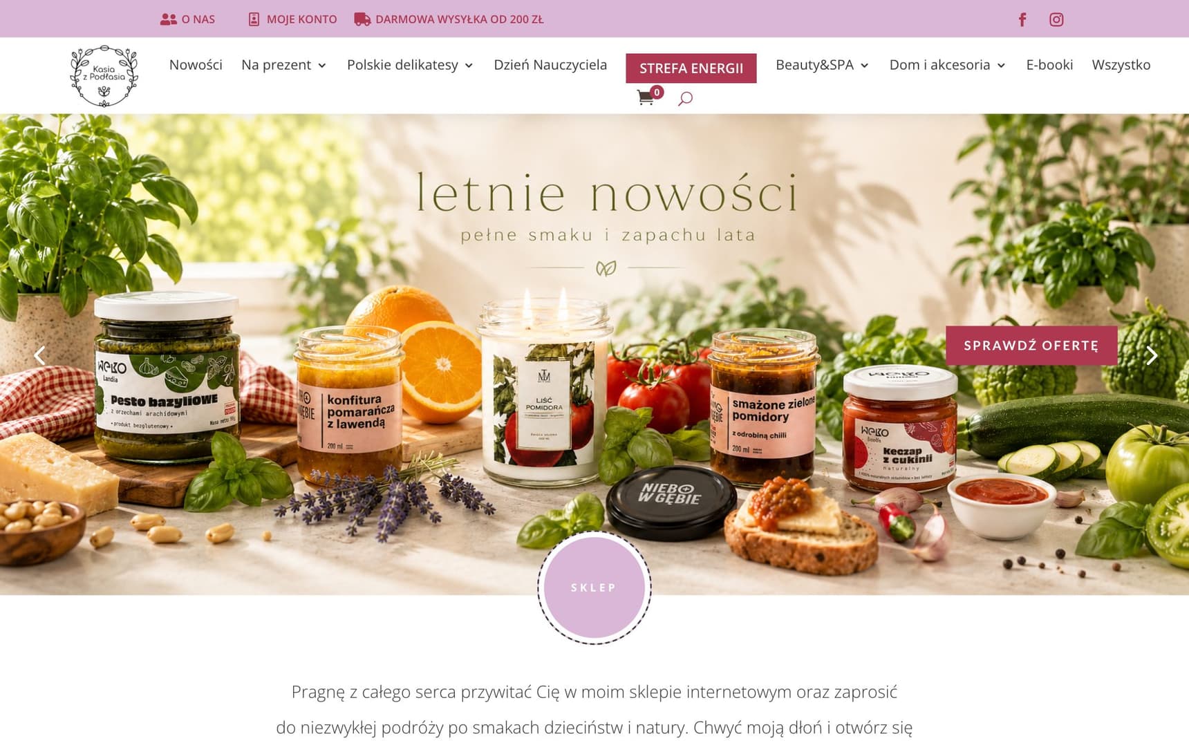 Obecny sklep kasiazpodlasia.pl na WooCommerce