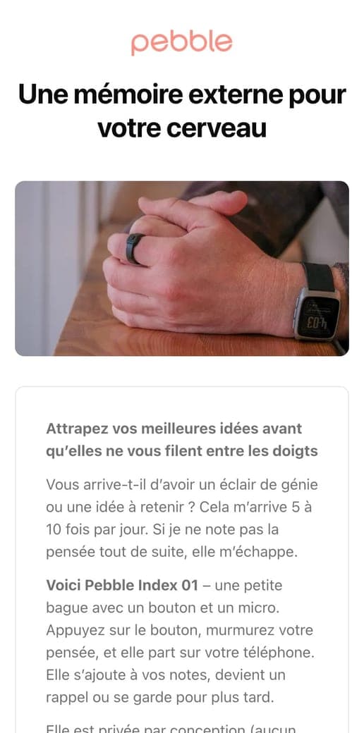 La page Index 01 sur mobile