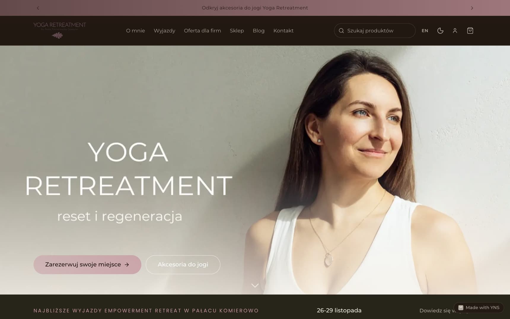 Nowy sklep Yoga Retreatment na YNS